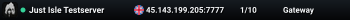 Just Isle Testserver