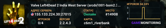 Valve Left4Dead 2 India West Server (srcds1001-bom2.382.1)