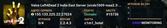 Valve Left4Dead 2 India East Server (srcds1009-maa2.383.10)