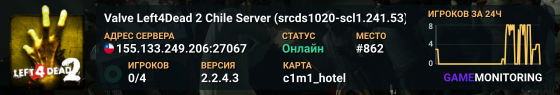 Valve Left4Dead 2 Chile Server (srcds1020-scl1.241.53)