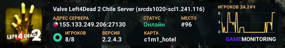Valve Left4Dead 2 Chile Server (srcds1020-scl1.241.116)