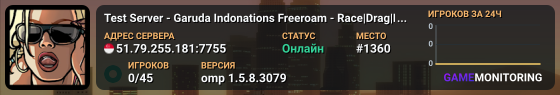 Test Server - Garuda Indonations Freeroam - Race|Drag|DM|RP|Pur