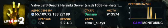Valve Left4Dead 2 Helsinki Server (srcds1008-hel-hetz.380.175)