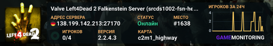 Valve Left4Dead 2 Falkenstein Server (srcds1002-fsn-hetz.421.15