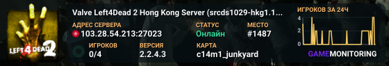 Valve Left4Dead 2 Hong Kong Server (srcds1029-hkg1.141.9)