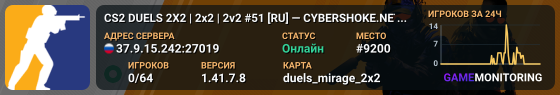 CS2 DUELS 2X2 | 2x2 | 2v2 #51 [RU] — CYBERSHOKE.NET (ONLY MIR