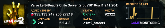 Valve Left4Dead 2 Chile Server (srcds1010-scl1.241.204)