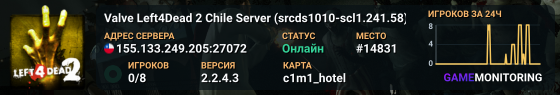 Valve Left4Dead 2 Chile Server (srcds1010-scl1.241.58)