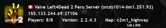 Valve Left4Dead 2 Peru Server (srcds1014-lim1.251.92)