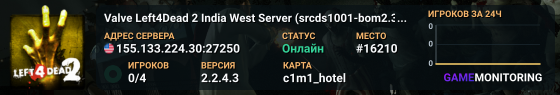 Valve Left4Dead 2 India West Server (srcds1001-bom2.382.236)