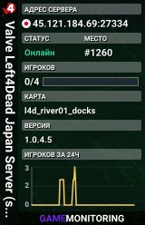 Valve Left4Dead Japan Server (srcds1024-tyo3.144.320)
