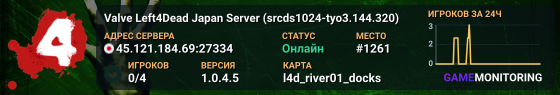 Valve Left4Dead Japan Server (srcds1024-tyo3.144.320)