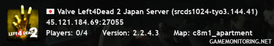 Valve Left4Dead 2 Japan Server (srcds1024-tyo3.144.41)