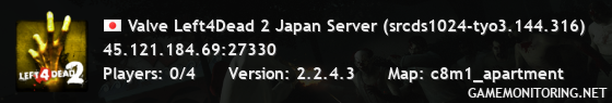 Valve Left4Dead 2 Japan Server (srcds1024-tyo3.144.316)