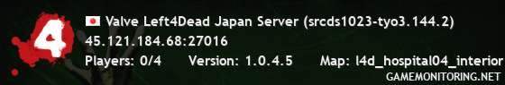 Valve Left4Dead Japan Server (srcds1023-tyo3.144.2)