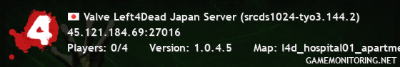 Valve Left4Dead Japan Server (srcds1024-tyo3.144.2)