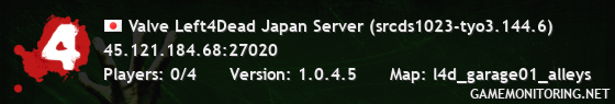 Valve Left4Dead Japan Server (srcds1023-tyo3.144.6)