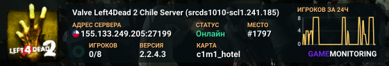 Valve Left4Dead 2 Chile Server (srcds1010-scl1.241.185)