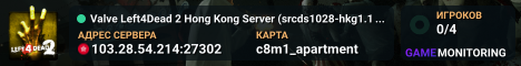 Valve Left4Dead 2 Hong Kong Server (srcds1028-hkg1.141.288)