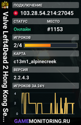 Valve Left4Dead 2 Hong Kong Server (srcds1028-hkg1.141.31)