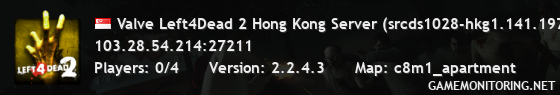 Valve Left4Dead 2 Hong Kong Server (srcds1028-hkg1.141.197)