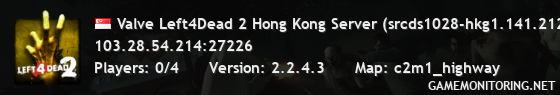 Valve Left4Dead 2 Hong Kong Server (srcds1028-hkg1.141.212)