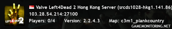 Valve Left4Dead 2 Hong Kong Server (srcds1028-hkg1.141.86)