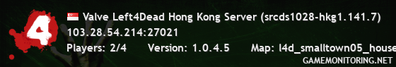 Valve Left4Dead Hong Kong Server (srcds1028-hkg1.141.7)