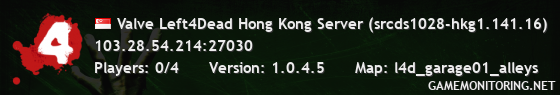 Valve Left4Dead Hong Kong Server (srcds1028-hkg1.141.16)