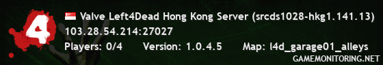 Valve Left4Dead Hong Kong Server (srcds1028-hkg1.141.13)