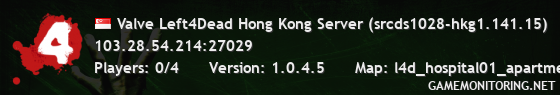 Valve Left4Dead Hong Kong Server (srcds1028-hkg1.141.15)