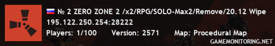 № 2 ZERO ZONE 2 /x2/RPG/SOLO-Max2/Remove/20.12 Wipe