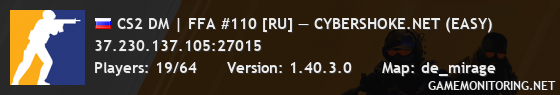 CS2 DM | FFA #110 [RU] — CYBERSHOKE.NET (EASY)