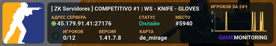 [ ZK Servidores™ ] COMPETITIVO #1 | WS - KNIFE - GLOVES