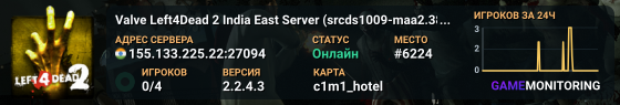 Valve Left4Dead 2 India East Server (srcds1009-maa2.383.80)