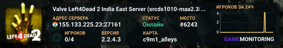 Valve Left4Dead 2 India East Server (srcds1010-maa2.383.147)