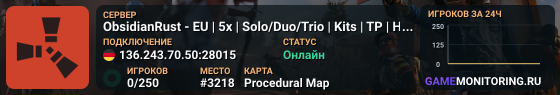 ObsidianRust - EU | 5x | Solo/Duo/Trio | Kits | TP | Homes
