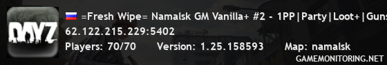 =Fresh Wipe= Namalsk GM Vanilla+ #2 - 1PP|Party|Loot+|Guns+|Map