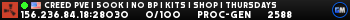 CREED PVE | 500K | NO BP | KITS | SHOP | THURSDAYS CREED PVE | 500K | NO BP | KITS | SHOP | THURSDAYS