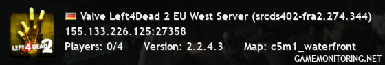 Valve Left4Dead 2 EU West Server (srcds402-fra2.274.344)