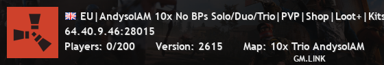 EU|AndysolAM 10x No BPs Solo/Duo/Trio|PVP|Shop|Loot+|Kits|Raid+