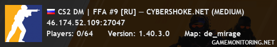 CS2 DM | FFA #9 [RU] — CYBERSHOKE.NET (MEDIUM)
