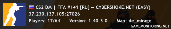 CS2 DM | FFA #141 [RU] — CYBERSHOKE.NET (EASY)