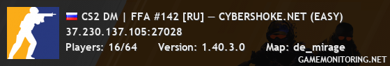 CS2 DM | FFA #142 [RU] — CYBERSHOKE.NET (EASY)