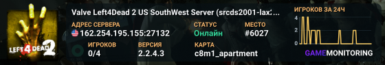 Valve Left4Dead 2 US SouthWest Server (srcds2001-lax2.389.118)