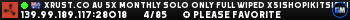 XRUST.CO AU 5X MONTHLY SOLO ONLY Full Wiped x5|Shop|Kits|Skins| XRUST.CO AU 5X MONTHLY SOLO ONLY Full Wiped x5|Shop|Kits|Skins|