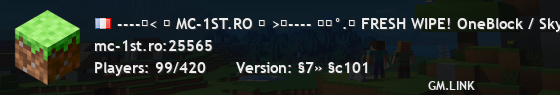 ----✦< ღ MC-1ST.RO ღ >✦---- ༄˖°.❄ FRESH WIPE! OneBlock / SkyPvP ❄.°˖༄
