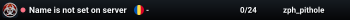 Name is not set on server