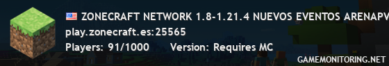 ZONECRAFT NETWORK 1.8-1.21.4 NUEVOS EVENTOS ARENAPVP