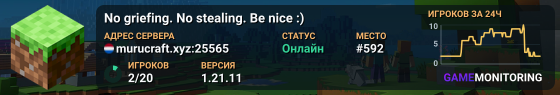 No griefing. No stealing. Be nice :)
